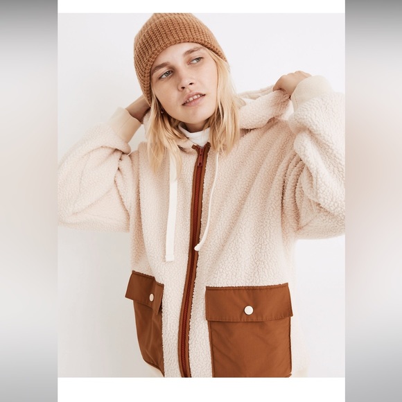 Madewell (Re)sourced Fleece Hooded Zip Jacket Size M NWD $128 NB514 - Picture 4 of 8